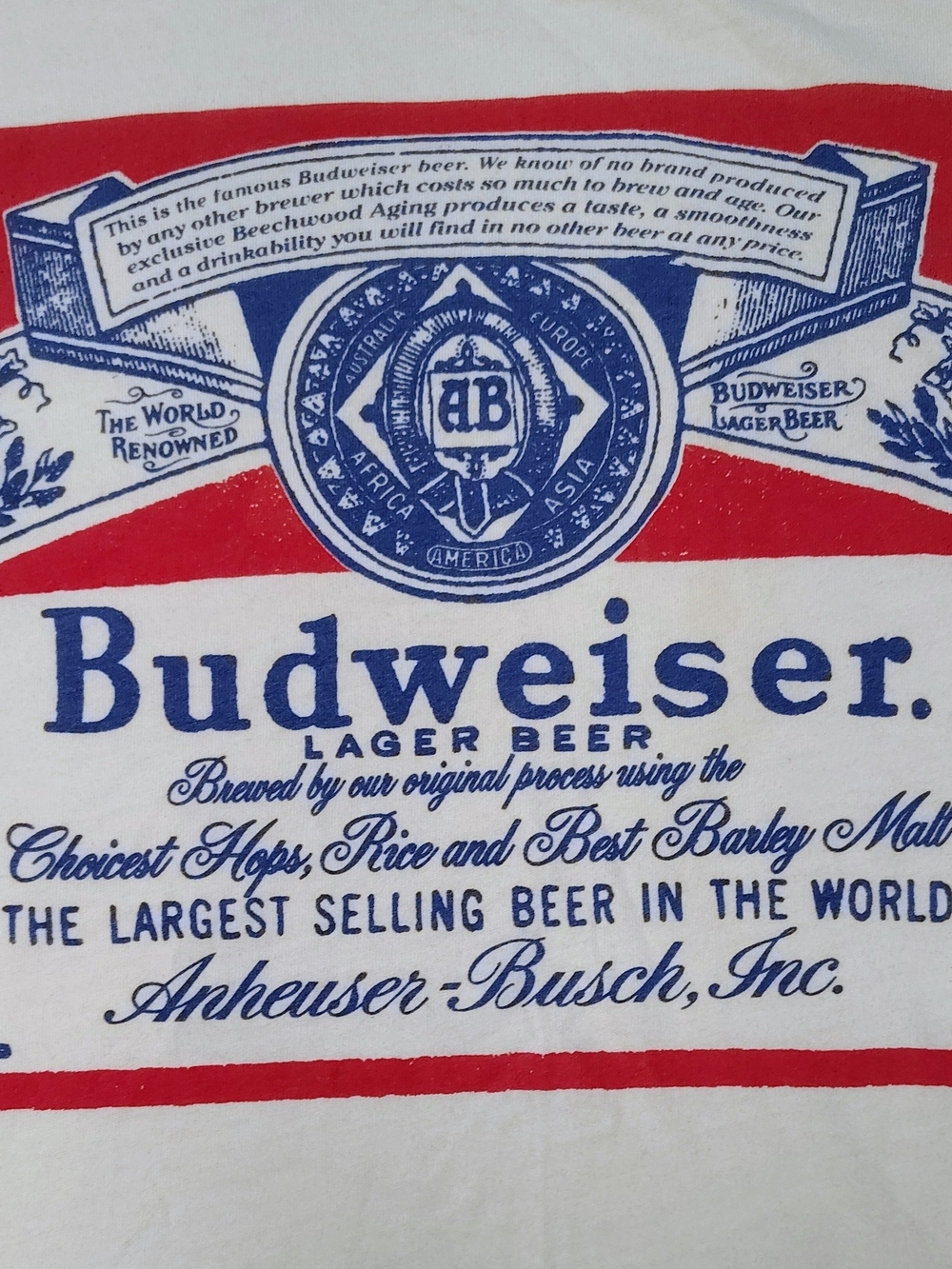 HOMAGE Budweiser Beer Graphic T Shirt Mens XL Cream USA Made Vintage Label - Picture 5 of 5